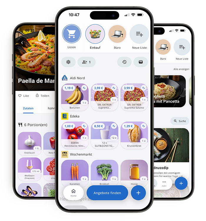 Polly Einkaufslisten App auf iPhone und Android – gemeinsame Einkaufsliste auf mehreren Smartphones